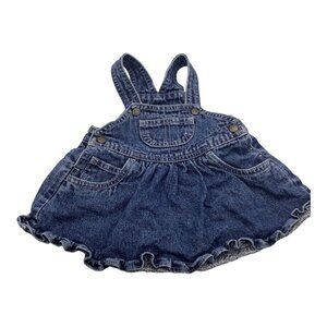 Childrens Place Baby Girl 3-6M Blue Denim Ruffle Overall Dress Adjustable Straps